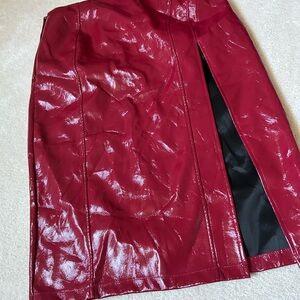 ASOS Shiny Red Pencil Skirt with Slit